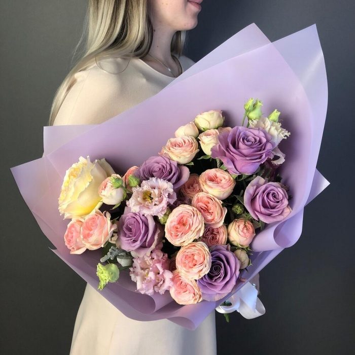 Букет «Эустома и розы пионовидные», фото 6